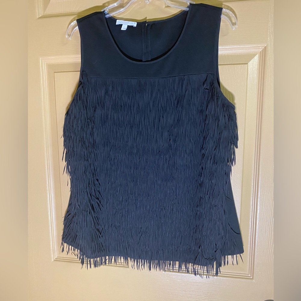 Fringy Black Tank